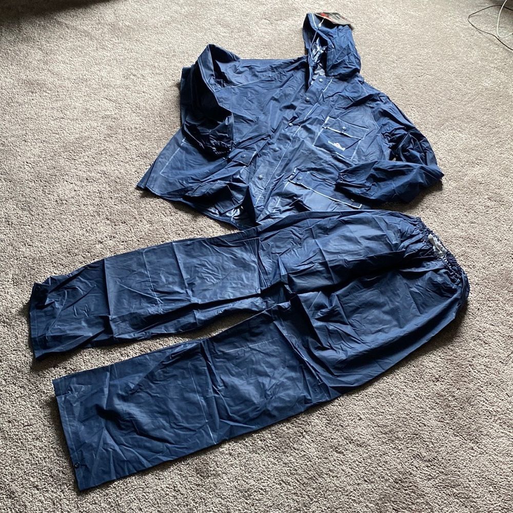 Rainfair Wilderness Navy Waterproof Sou Wester Rain Suit Set Size M Jacket Pants